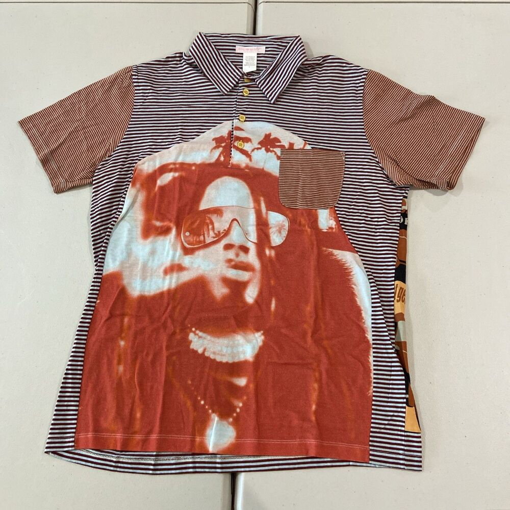 Custo Barcelona Women’s Graphic Long Button Up Y2K  Vintage Size 3 S/M